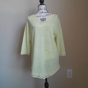 Chico's linen blend popover pullover asymmetrical hem womens L